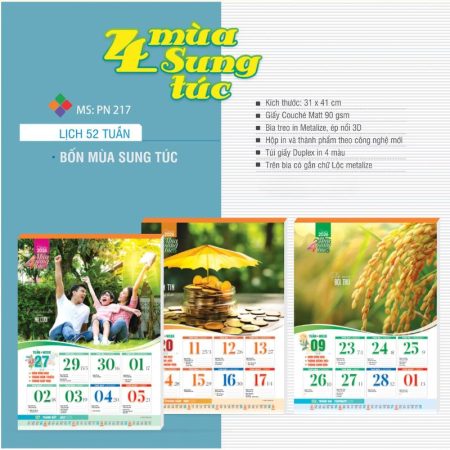 In Lịch 52 Tuần – Lịch 4 Mùa Sung Túc